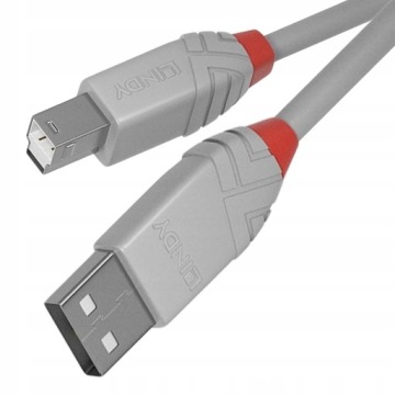 Lindy 36683 USB 2.0 A -B Серый кабель - 2M