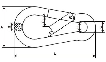 КАРАБИН ДЛЯ ВЕРЕВОК 7ММ - 1 ШТ. DIN 5299C / СЕРТИФИКАТ