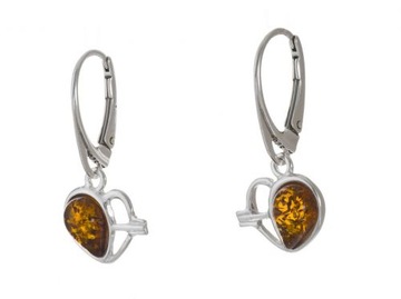 Srebrne Kolczyki AMBER 973 z Koniakowym Bursztynem