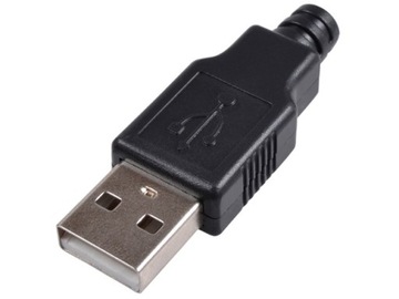 Wtyk USB typ A montażowy na kabel z osłoną