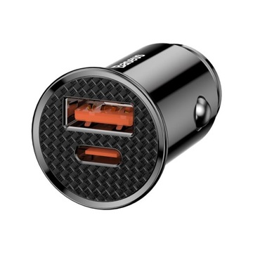 BASEUS SZYBKA MOCNA ŁADOWARKA SAMOCHODOWA USB USB-C TYP-C QC 4.0+ 5A 30W