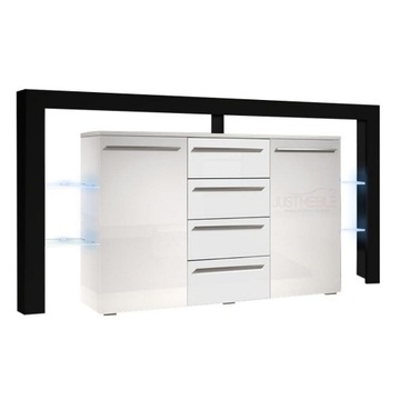 komoda do sypialni -RIWIERA 2 PLUS z LED w połysku