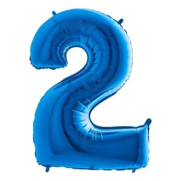 Balon foliowy cyfra 2 Niebieska 102 cm