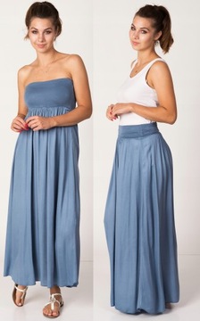 ДЛИННАЯ ВОЗДУШНАЯ ЮБКА МАКСИ - ПЛАТЬЕ 2в1 СИНИЙ