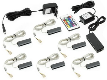 ZESTAW 6 x klips LED PCV RGB do półek szyb klipsy