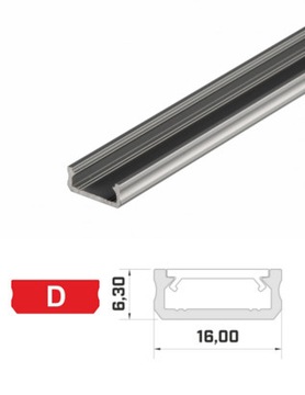 Прямой профиль длиной 2 м, накладной монтаж + вставной абажур