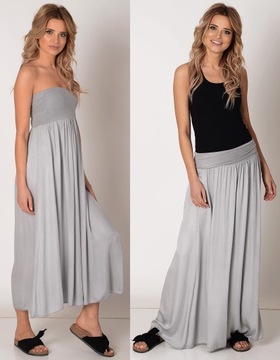 Серое платье с длинной юбкой