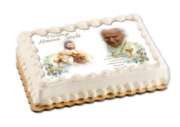 Opłatek na tort komunijny na komunię duży a4 napis