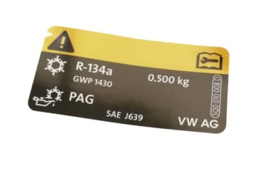 Naklejka informacyjna klimatyzacja 500g R-134a