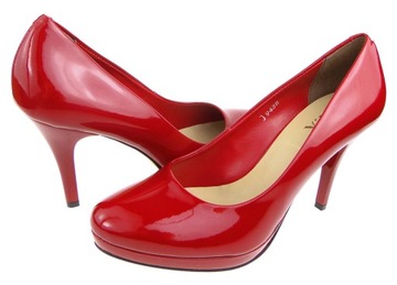 SALA buty czółenka 9438-260 czerwony lakier 36
