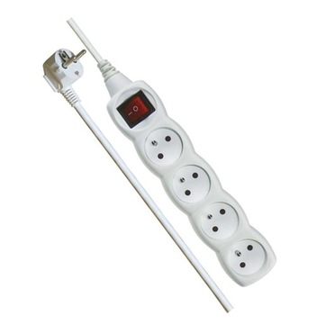 Удлинительный кабель 2 м / 4 розетки / с выключателем / белый / ПВХ / 1 мм2 | ЭМОС