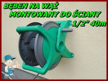 BĘBEN na wąż do ściany naścienny Zwijacz 1/2 40m