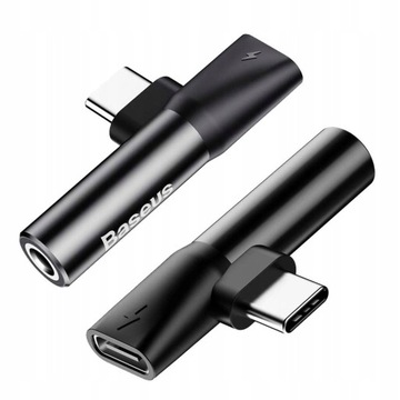 Baseus USB-C — Audio Mini Jack 3,5 мм + угловой адаптер USB-C L41, черный