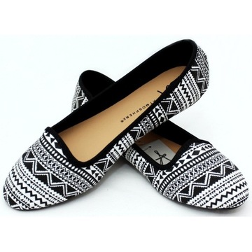 Черно-белые балетки с ацтекскими узорами 37 EU