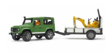 Bruder 02593 Land Rover Defender з евакуатором, екскаватором JCB і фігуркою масштаб 1:16