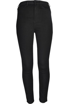 H&M Damskie Czarne Jeansowe Spodnie Rurki Wysoki Stan Bawełna S 26/30