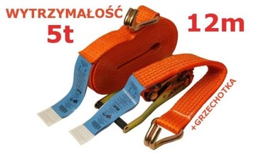 POLSKI PAS TRANSPORTOWY Z NAPINACZEM 12M/5T/50MM PASY ATEST TUV EN 12195-2