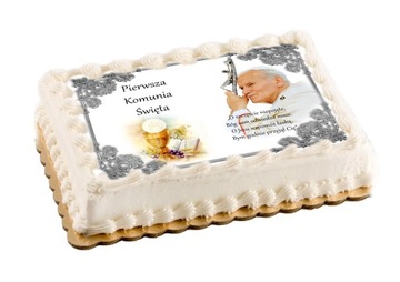 Opłatek na tort komunijny na komunię duży a4 napis