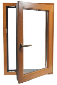 ОКНО ПВХ 80 х 110 / 800 х 1100 РУ 2 х ЗОЛОТОЙ ДУБ