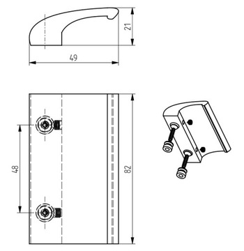 Ручка для балконной двери алюминиевая, белая DELUXE