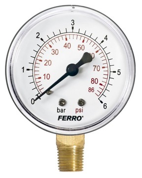 Manometr 63 mm 1/4 0-6 bar radialny M6306R Ferro