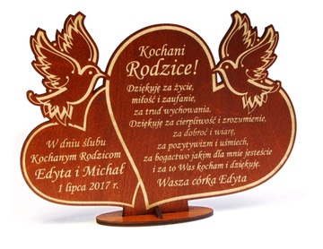 Podziękowania dla Rodziców NOWOŚĆ drewno -MAHOŃ-