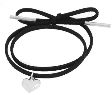 BRANSOLETKA CHOKER RZEMYK SREBRNE SERDUSZKO