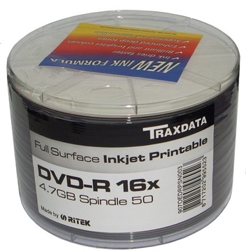 RITEK Traxdata DVD-R PRINTABLE szp.50 niezawodne