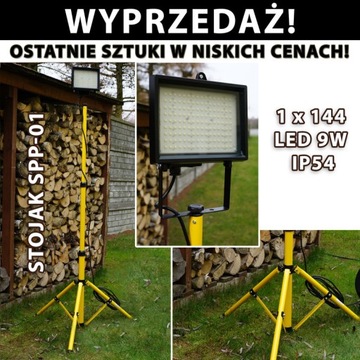 Lampa halogenowa 9W oprawa LED na stojaku statywie