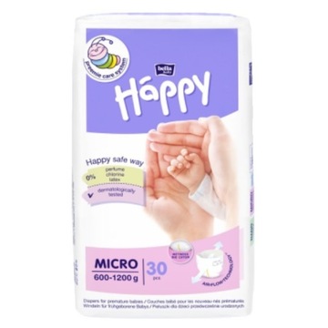 Pieluszki dla wcześniaków Happy Micro 600-1200g 30szt.
