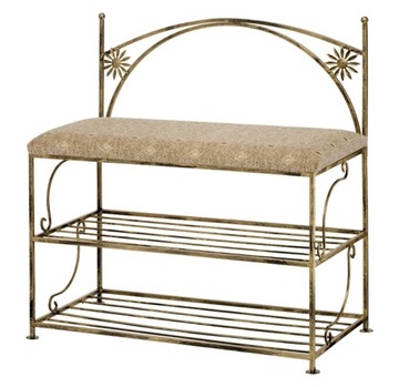 PÓŁKA NA BUTY Ławka metalowa Rumianki 70cm Złoty