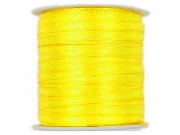 WSTĄŻKA 3mm SATYNOWA cytrynowa 016 ŻÓŁTA 91m