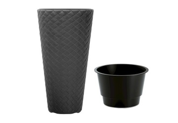 Вазон для цветов с плетением ДПМТ300 Антрацит со вставкой