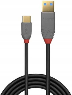Lindy 36886 USB 2.0 A-C Линейный кабель Anthra — 1 м для быстрой зарядки 2.0