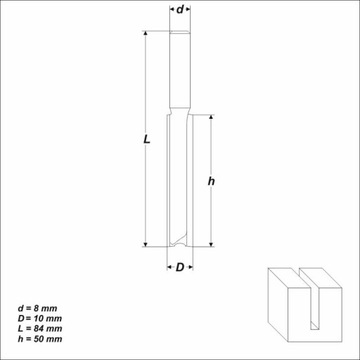 Фреза врезная, двухлезвийная