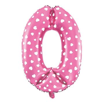 BALON FOLIOWY CYFRA 0 RÓŻOWA DZIEWCZYNKA 40CM