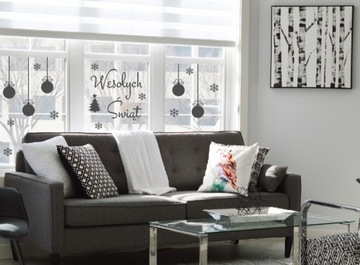 Наклейки на окно со снежинками и снегом 5 см, 18 шт., звезды