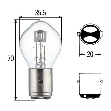 ŻARÓWKA 12V 45/40W S2 / BA20d POLAMP SIMSON MZ ETZ