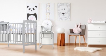 ŁÓŻECZKO Dziecięce Drewniane 120x60 Szare OLIVER KLUPŚ + Materac + Przewija