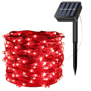 100 Led 10 M Lampki Solarne Ogrodowe Żarówka Lampa