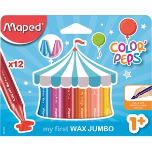 Kredki Maped Colorpeps Jumbo świecowe 12 kolorów woskowe , maluchy 1+