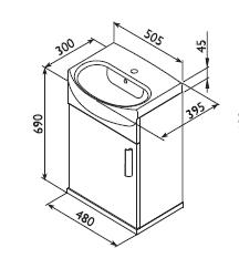 Комплект из 3-х грушево-белых шкафов с умывальником 50 см.