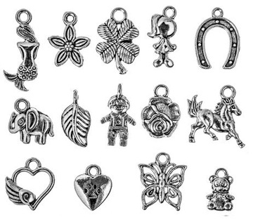 MIX ZAWIESZKI CHARMS 10szt METALOWE DO BRANSOLETEK