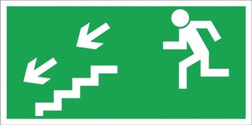 Kierunek do wyjścia drogi ewakuacji schodami w dół