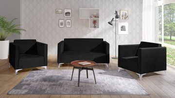 AGAT BEIGE комплект 2+1+1 диван, кресла, хромированные ножки