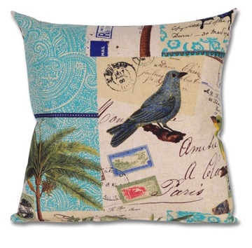 Poszewka z ptakiem styl VINTAGE 45x45 cm B-577