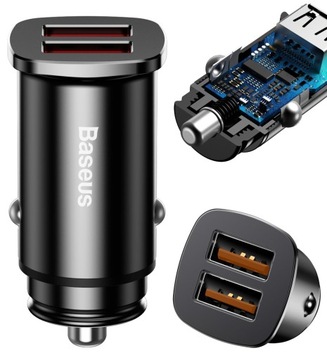 Baseus Ładowarka Samochodowa 2xUSB QC3.0 5A 30W