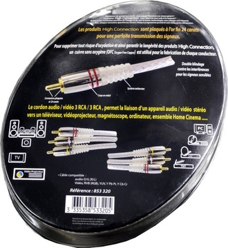 Кабель 3 x RCA компонентный аудио-видео GOLD 10 м