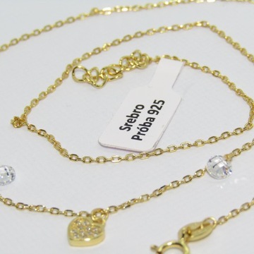 ОЖЕРЕЛЬЕ СЕРДЦЕ, СЕРЕБРО 925 ПРОБЫ, ПОЗОЛОЧЕННОЕ, 44 СМ