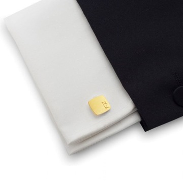 Prezent dla Niego Złote Spinki do koszuli inicjały